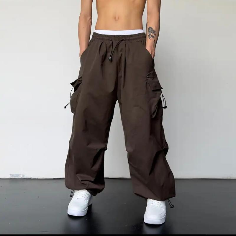 Product Introduction of 2024 Summer New Quick-Drying Overalls Men's American Parachute Pants High Waist Wide Leg Leisure Track Pants 7
