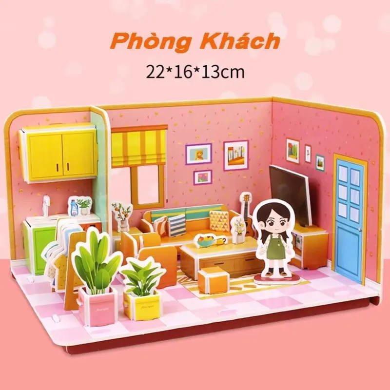 [COMBO 8 Bộ ] Hoạt Hình 3D Xếp Hình, Giáo Dục 3D Handmade Xếp Hình Phòng DIY, Xây Dựng Đồ Chơi Nhà Bếp Phòng Tắm Phòng Ngủ Ghép Hình Giấy Xếp Hình Đồ Chơi Bé Trai Bé Gái Toy Voi 1