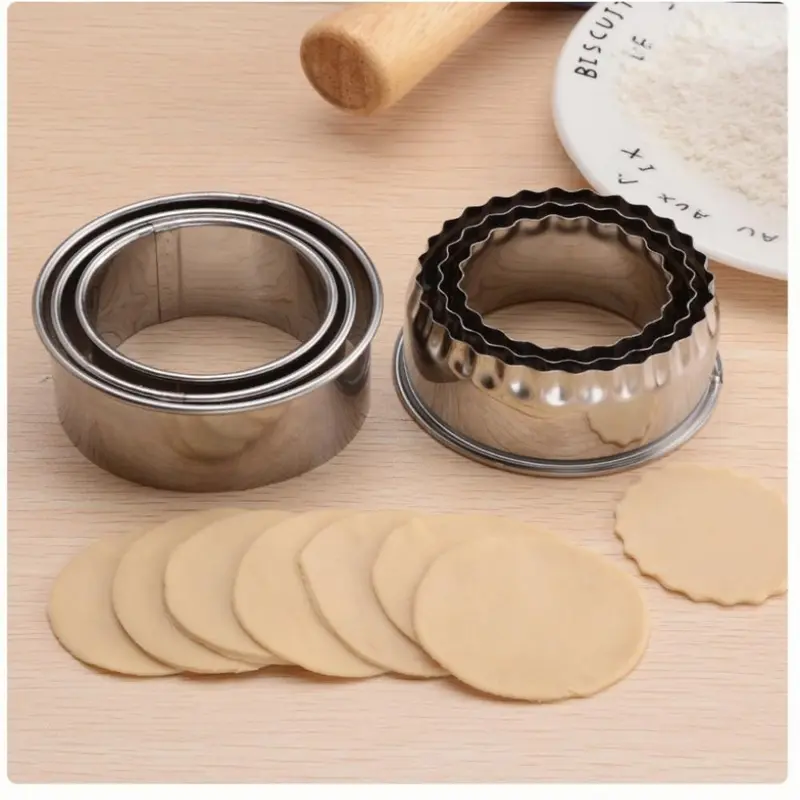 Bộ 3 món khuôn làm bánh bao Bao bì hiệu quả Máy cắt bột bằng thép không gỉ Phụ kiện cắt Công cụ nhà bếp tròn cho nhà bếp gia đình Làm bánh và nấu ăn 1