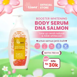 LIORA Booster Whitening Body Serum DNA Salmon 750ML | Body Serum Mencerahkan Kulit Tubuh Tangan & Kakihingga | Hand Body Lotion Whitening Melembapkan Kulit Kering Kusam | Lotion Badan Niacinamide Perawatan Kulit Cerah, Lembap & Halus Collagen Booster