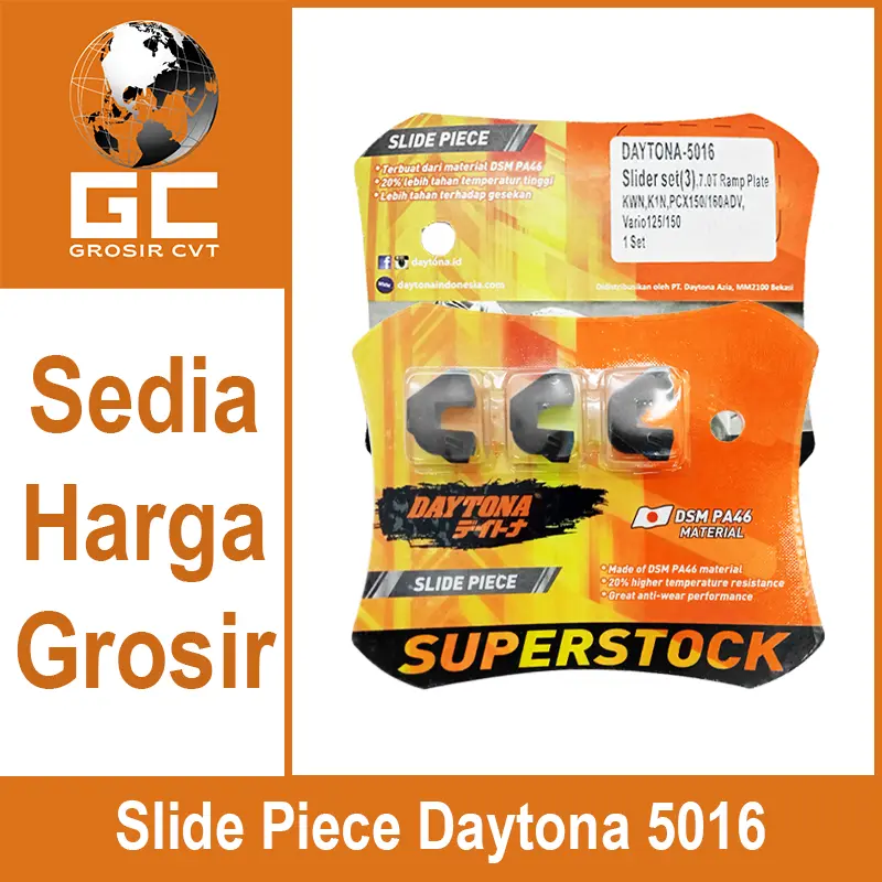 Daytona Slide piece Honda Vario PCX ADV 125/150/160 Beat Scoopy Spacy Genio Deluxe 110 Fi ESP Superstok 5016