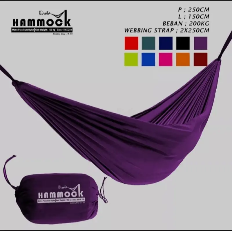 Hammock Single Size 250x150 cm Full Bartex - Ayunan Gantung Dewasa Besar COD - Hamock Tebal Murah - Kasur Tempat Tidur Gantung Camping Outdoor - hamok - hemok - hanmock - Hamuk 4