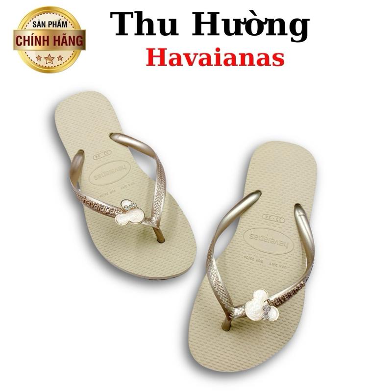 Dép  Havaianas Nữ Slim Gắn Kèm Charm Mickey Milk - Từ Brazil - Cao su non tự nhiên, chống trơn trượt - Thu Hường Havai 0