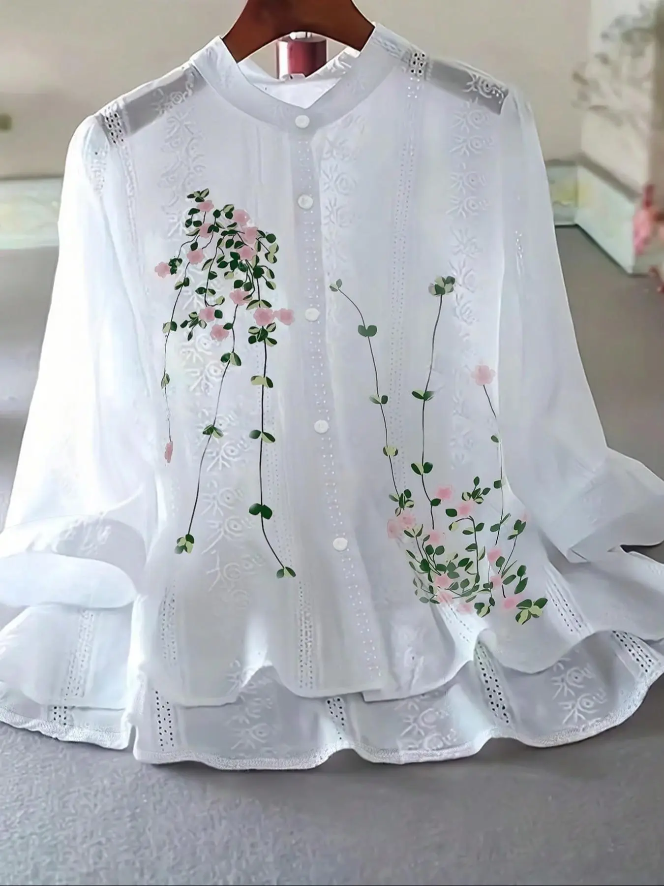 Women's Floral Print Shirt, Casual Button Top for Summer, Ladies Clothes for Daily Wear