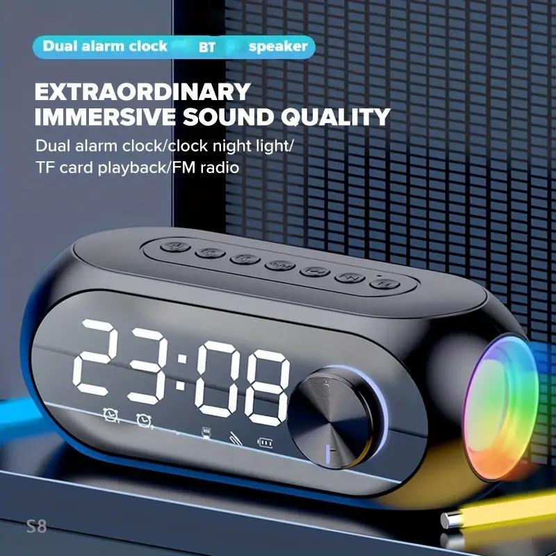 Product Introduction of Wireless Bluetooth Speaker HD LED Display Multifunction Stereo Bass Speakers Alarm Clock FM Radio TF Card Aux Music Playback 31