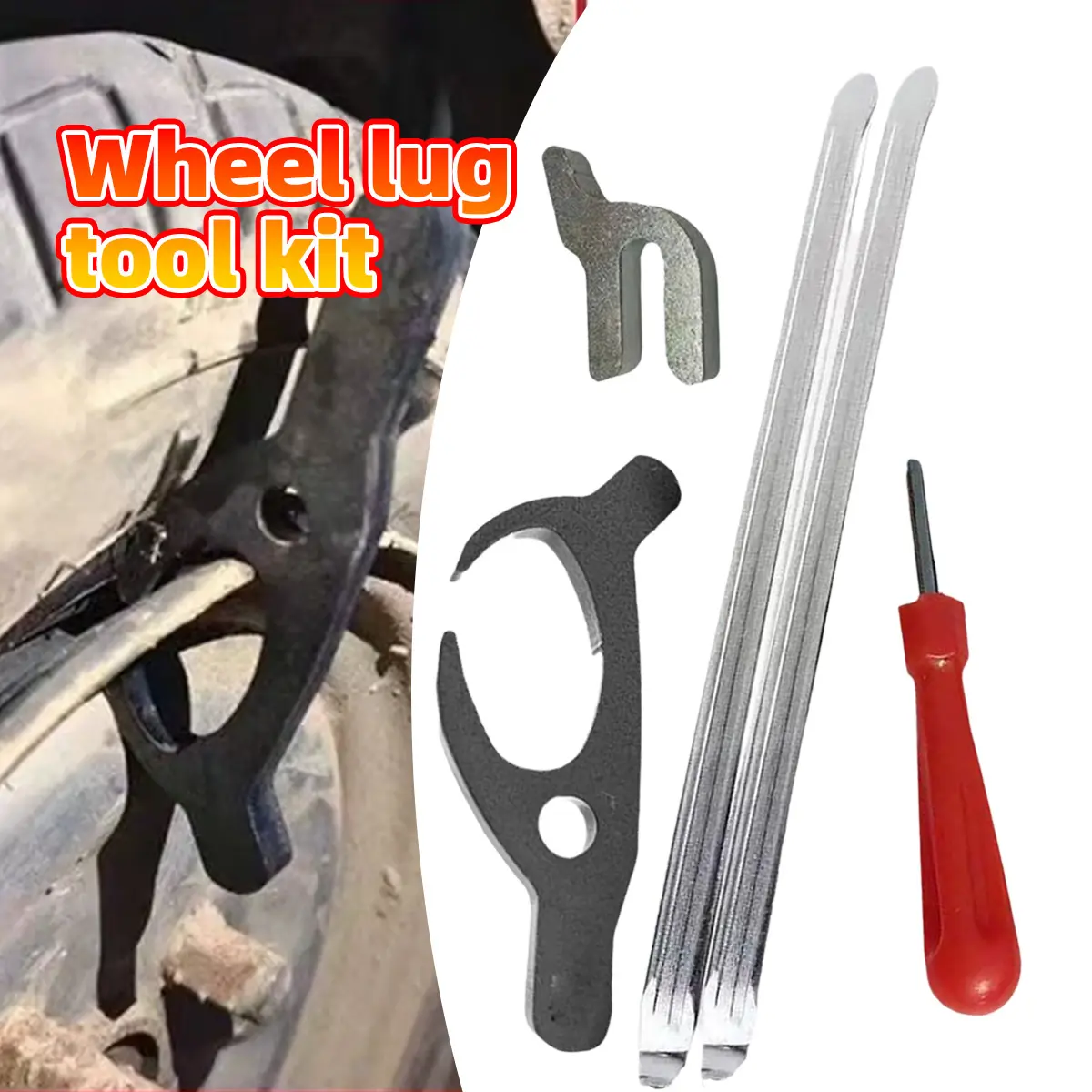 "5pcs Congkel ban motor 1 set Cukit Ban Sepeda Mobil Adaptor Pembantu Pemindah Roda Cungkil "