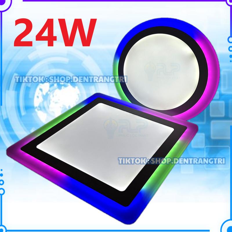 Đèn Ốp Trần Nổi Vuông, Tròn 24W Viền 3 Màu , Đèn Led Ốp Trần Trang Trí Phòng Khách, Phòng Ngủ