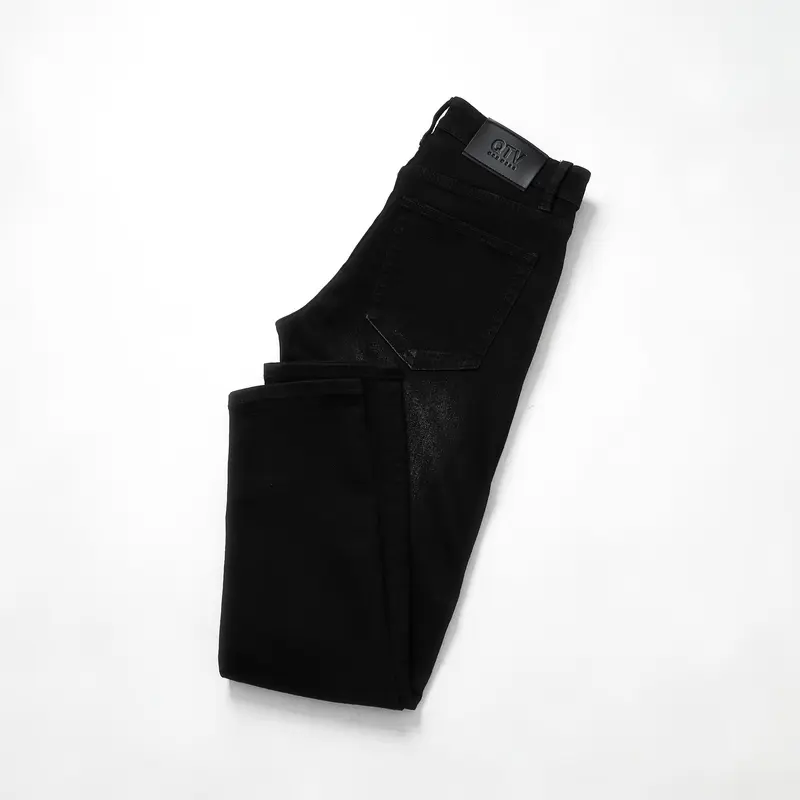 [QTV2] Quần jean nam co giãn, màu đen tuyền wash trắng thời trang, quần rin form ống slimfit_Q81 Pants Menswear Có Túi Cotton Denim 7