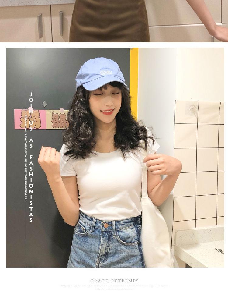 Product Introduction of Belle Live Action Dress 2025 Spring Summer New Women's Black Short U-Neck Short Sleeve T-Shirt Korean Style Casual Tight Sexy Pretty Woman Red Dress 53