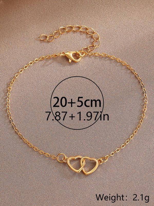 Simple Heart Decor Anklet for Women & Girls, Fashion Jewelry for Party, Daily Clothing Decor, Birthday Gift, Valentine's Day, Gift 4