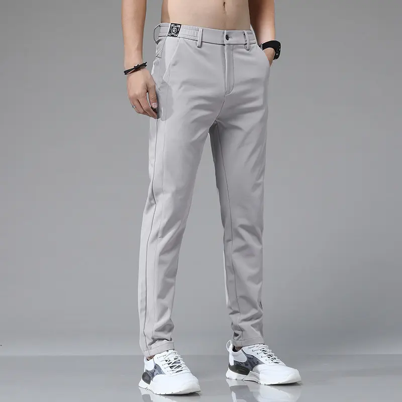 Pants men summer ice silk casual pants men straight loose elastic thin quick dry sports pants summer breathable
