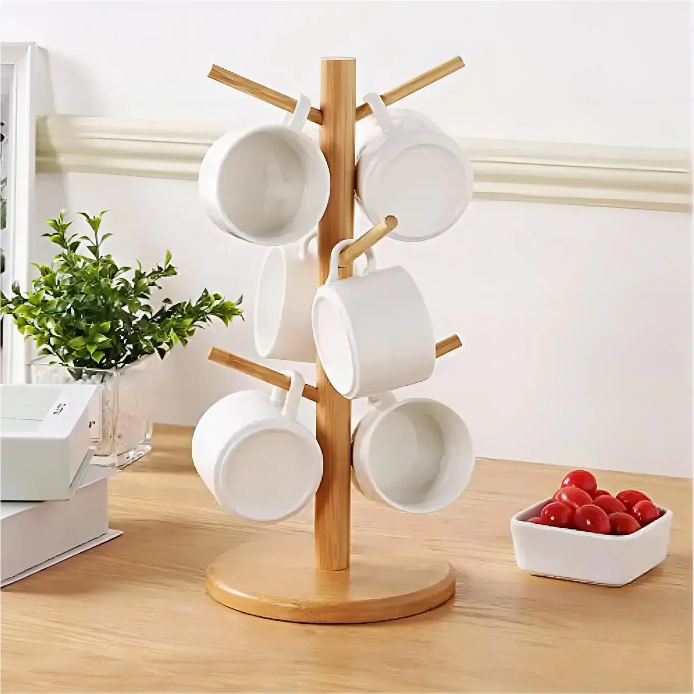 Bamboo Cup Holder, Cup Drying Rack, Kitchen Cup Storage Rack, Home Organizer for Kitchen, Living Room, Bedroom, Bathroom