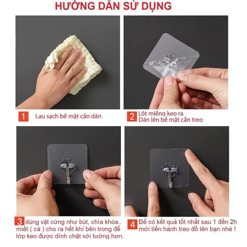 Móc Dán Tường Siêu Dính Trong Suốt, Chịu Lực Tốt Treo Đồ Dùng Siêu Chắc Chắn 6x6cm - Duli.B Home 3