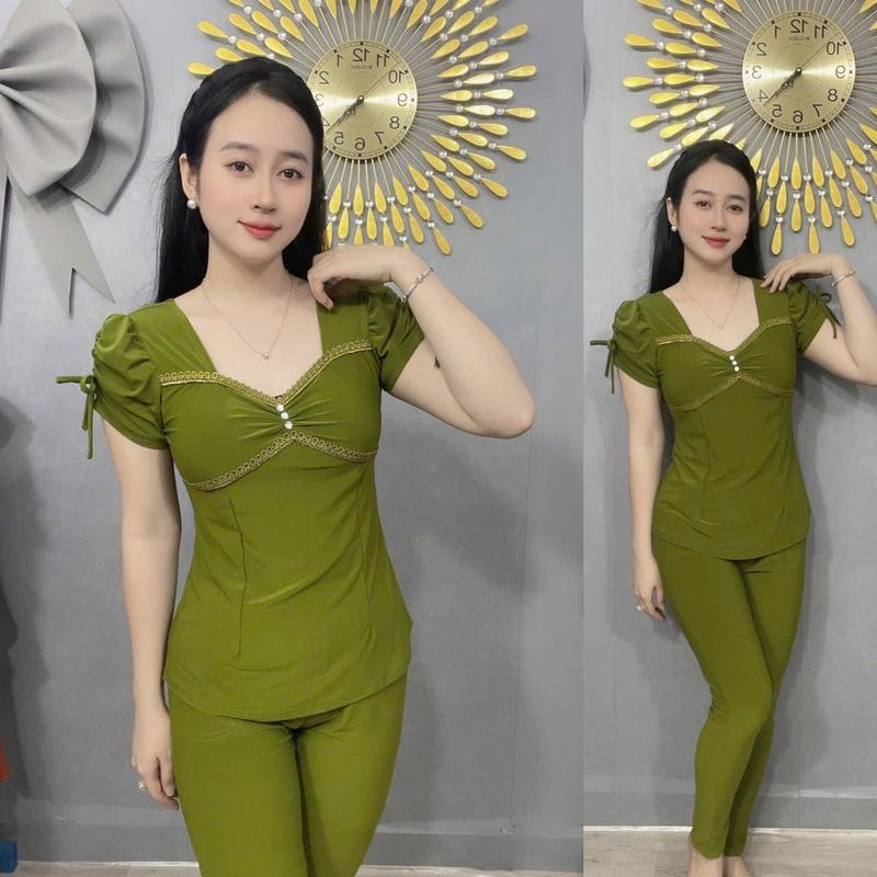 Product Introduction of - Đồ bộ thiết kế thun ladong màu , cổ tim phối ren !!! 20