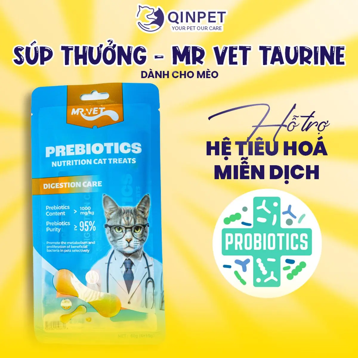 Súp Thưởng Cho Mèo MRVET Bổ Sung Omega 3 - Prebiotics - Taurine Hỗ Trợ Tiêu Hóa Và Sức Khỏe Tim Mạch