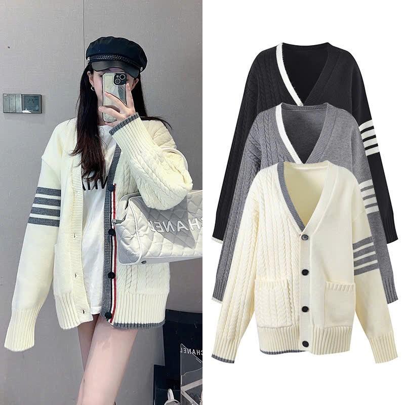 Áo khoác len cardigan , áo khoác len nữ sọc tay form rộng vải len thừng QCCC loại 1 phong cách Hàn Quốc không xù _RuBy 0