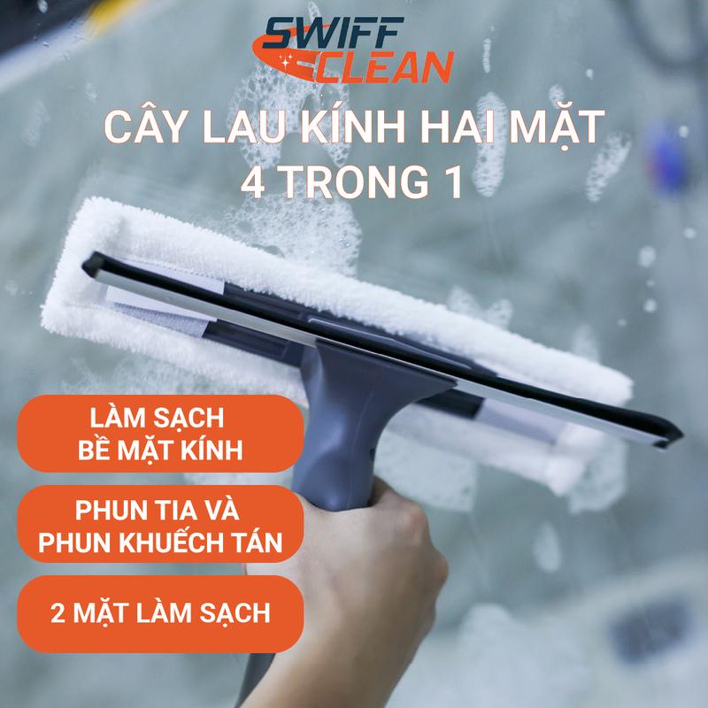 SWIFFCLEAN Cây Lau Kính Đa Năng Chổi Lau Kính Dụng Cụ Vệ Sinh Lau Cửa Kính 2 Mặt 4 Trong 1