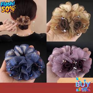 ที่คาดผมดอกไม้ สไตล์เกาหลี Scrunchie ตาข่าย เรียบหรู เครื่องประดับผมระดับไฮเอนด์สำหรับผู้หญิง ทันสมัย ดีไซน์ขั้นสูง พร้อมสต็อกในปี 2025