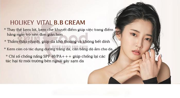 Product Introduction of Kem nền trang điểm, Kem trang điểm chống nắng Holikey Vital BB Cream Hàn Quốc SPF /40 PA 50ml 12