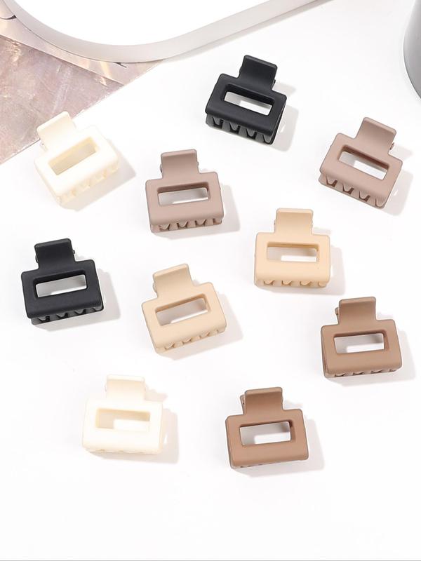 Simple Plain Color Mini Hair Claws (10pcs), Casual Versatile Hair Accessories for Women & Girls, Fashion Hair Accessories for Party, Daily Clothing Decor 0