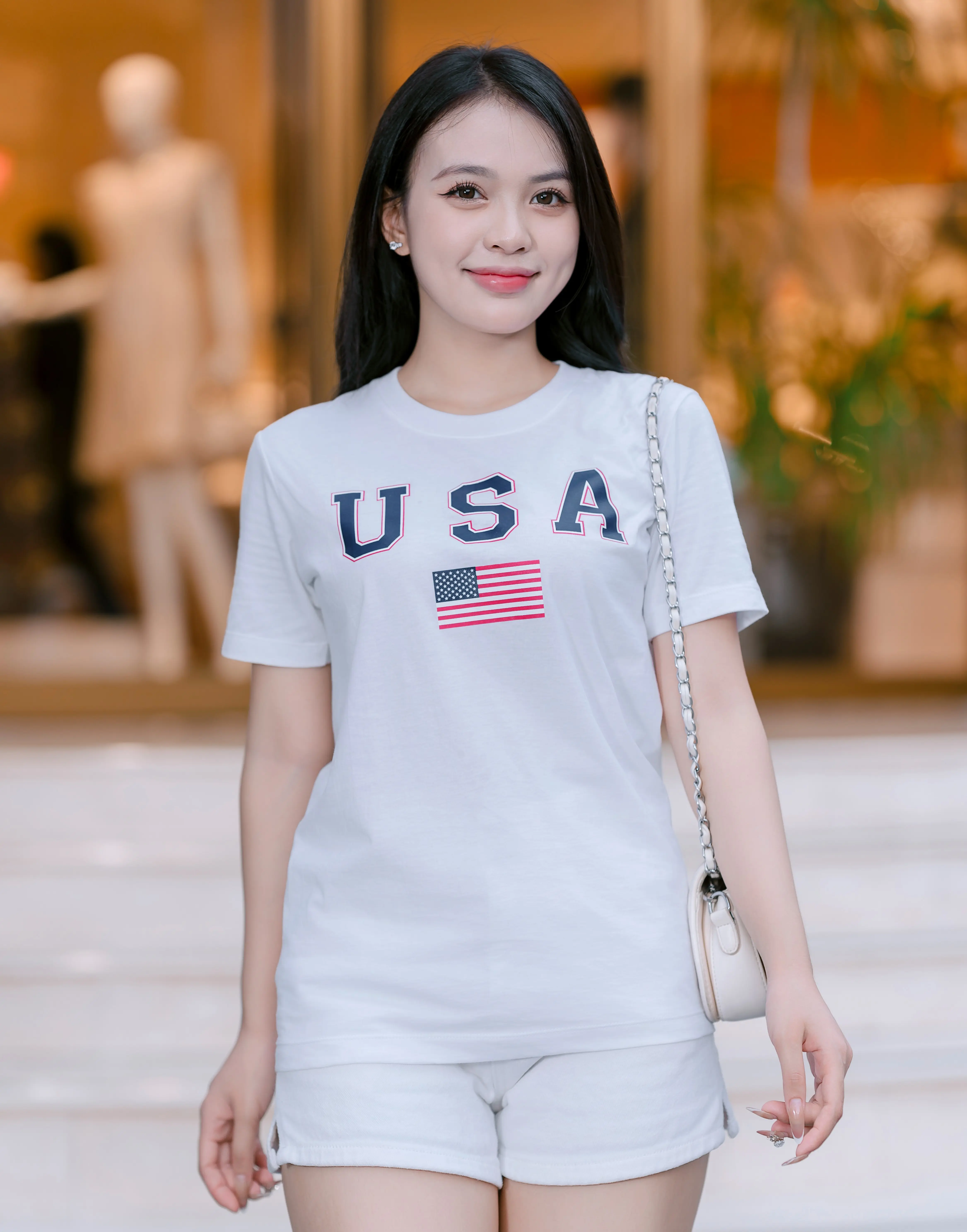 Áo Thun Nữ Nhập Khẩu Thái Lan Cổ Tròn chất liệu cotton cao cấp (P01-USA) Top