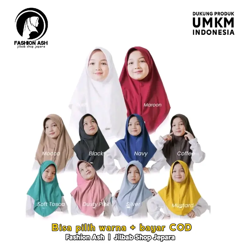 Hijab Bergo Hamidah Anak Jersey Premium Sekolah 0