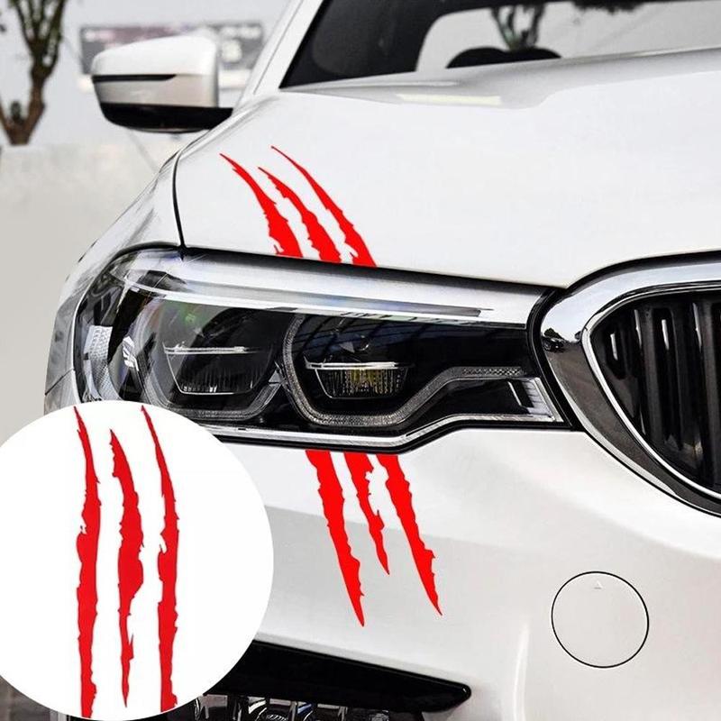 Product Introduction of Car Sticker, 1 Count Creative Claw Design Car Headlight Decorative Stickers, Self-adhesive Waterproof Decorative Stickers for Car 6