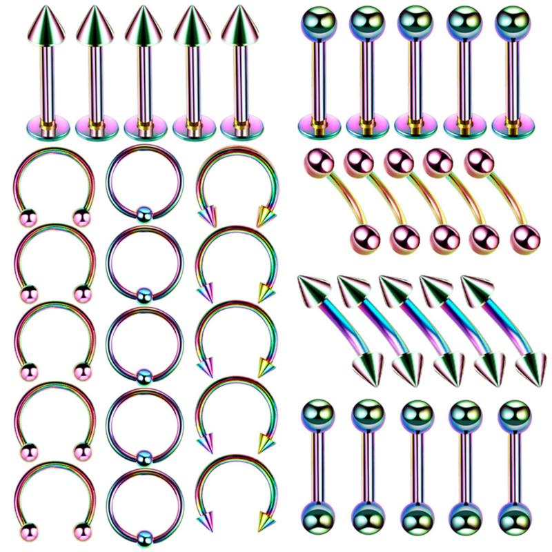[40pcs Lip Rings Set for Piercing] 40pcs Lip Rings Set for Women Men ...