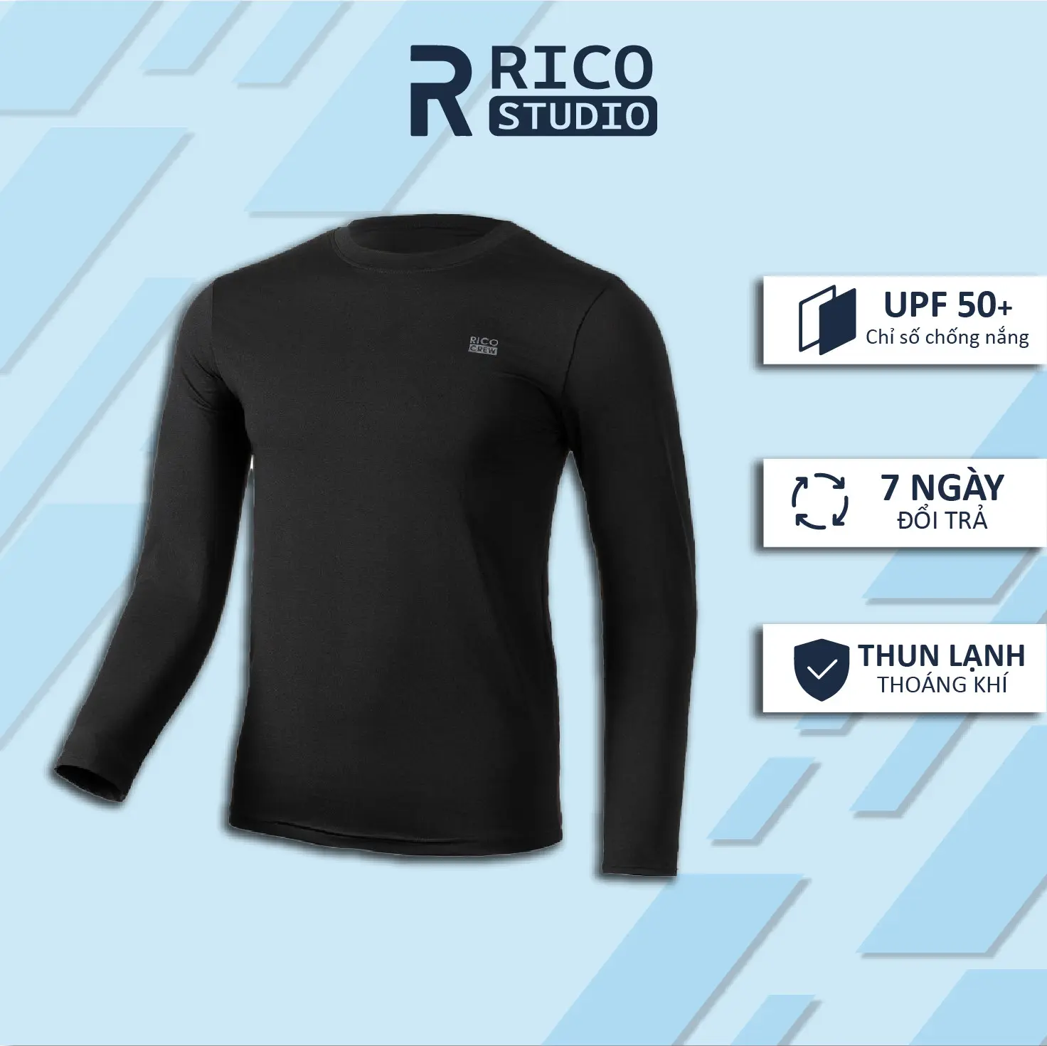 Áo giữ nhiệt dài tay cổ tròn thể thao Rico Studio M09