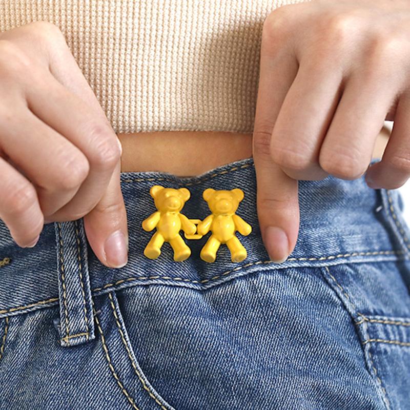 1Pair Nail-free Jeans Bear Waist Buckle Removable Closing Artifact Invisible Snap Button Tightening Waistband Button Adjustable 0