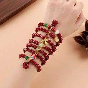 Gelang Tangan Cinnabar, Mampu Milik dan Mewah, Untuk Wanita, dengan Gancu Keamanan Tahun Zodiak, Loket Labu Cinta Dua Kehidupan, Gelang Pasir Emas Ungu, Model Baharu Bangles Bracelets Jewelry