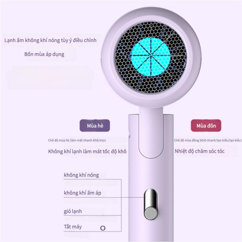Máy Sấy Tóc, Bảo Vệ Âm, Công Suất Cao, Có Thể Gập Lại Thích Hợp Sử Dụng Cho Ký Túc Xá Sinh Viên Dưỡng Ẩm Da 4