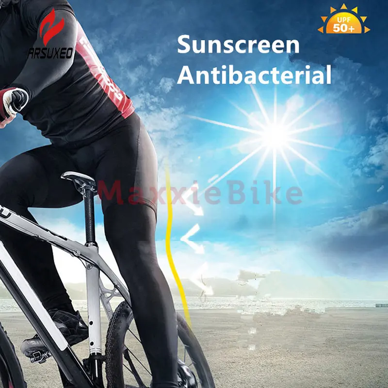 ARSUXEO Manset Kaki Sepeda Leg Sleeve Warmer Sun Screen Legging Cycling Outdoor Sports TT01 2