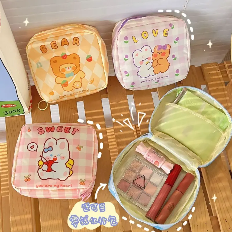 Cosmetic bag Aunt bag Portable multi-functional sanitary napkin Menstrual storage bag Candy color simple clutch bag