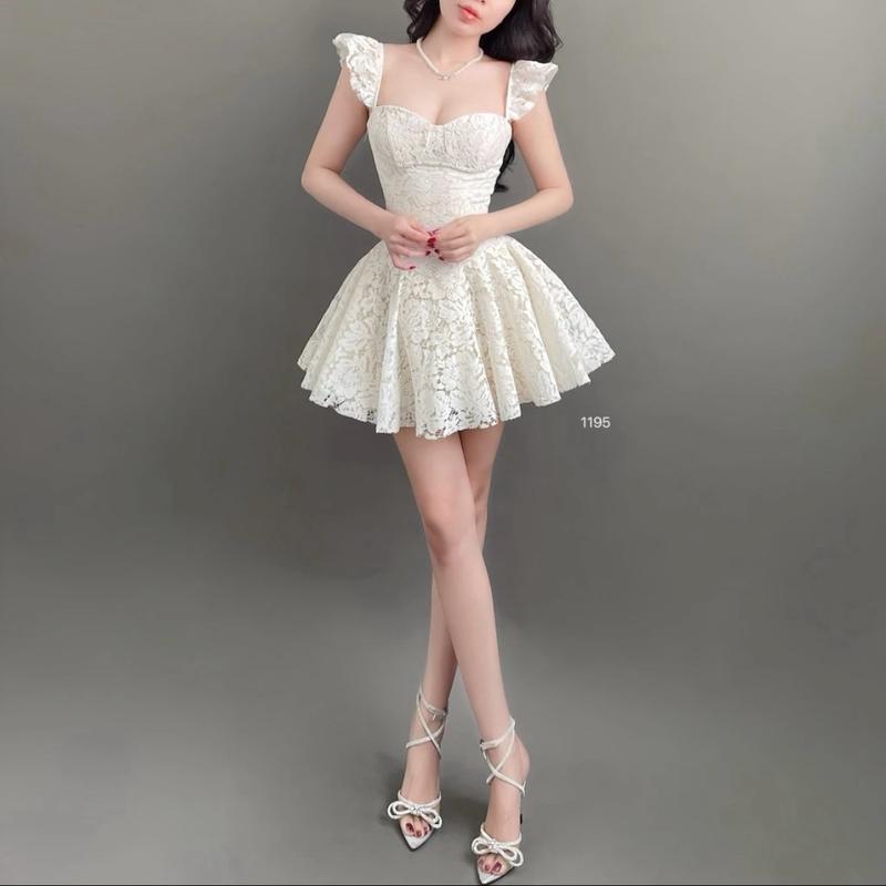 Đầm ren cánh tiên có mút tặng kèm quần bảo hộ dáng xoè mặc được 2 kiểu 6