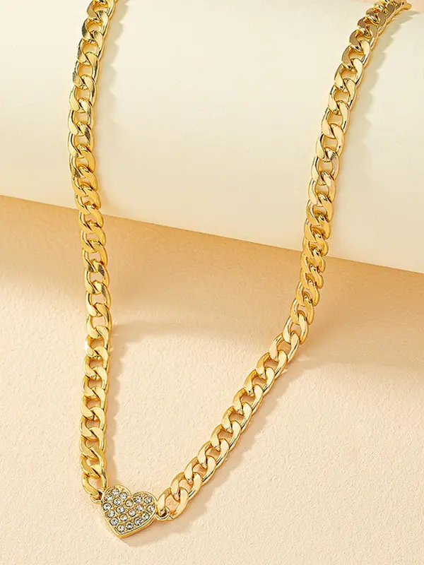 Rhinestone Decorated Heart Design Necklace & Bracelet, Fashion Jewelry for Party, Daily Clothing Decor, Trendy All-match & Exquisite Jewelry for Birthday Gift, Valentine's Day, Gift 3