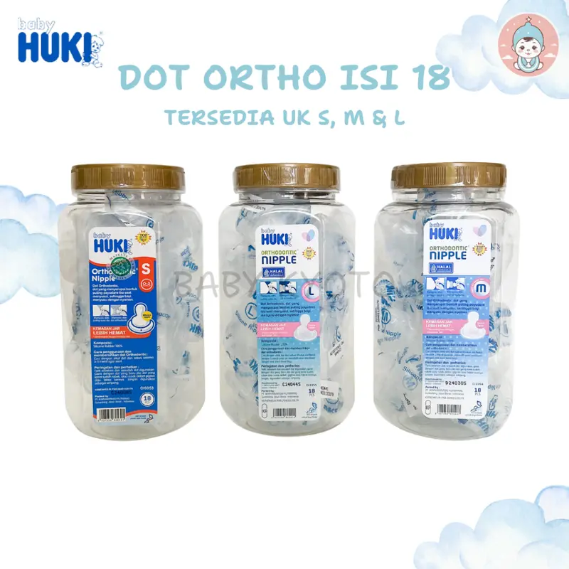 BK Huki Dot Bayi Orthodontic Nipple Gepeng Ortho Silicone Karet Anti Kolik Toples isi 18 BPA Free 0
