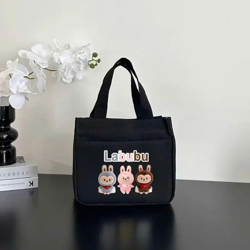 Túi đựng hộp cơm, túi đựng mỹ phẩm, túi mini đa năng túi quai xách vải canvas đựng mỹ phẩm đa năng thiết kế hình in hottrend phong cách 7