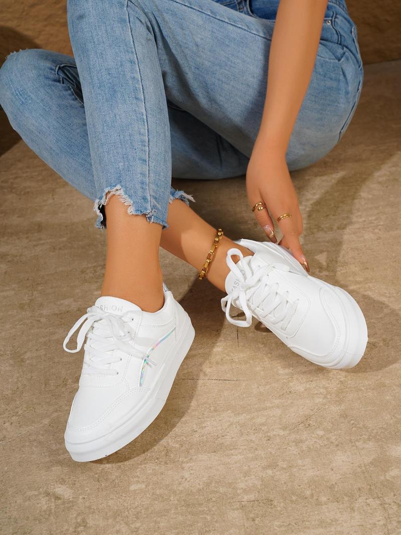 Product Introduction of Women's Fashionable Lace Up Low Top Casual Sneakers, Casual Comfortable Sports Shoes for Daily Wear, Female All-match Round Toe Shoes for Daily Wear 17