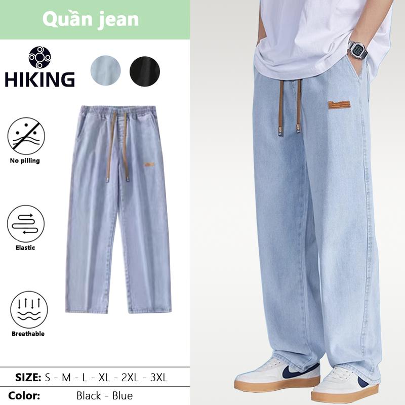 HIKING 2024 Quần jeans nam, dây rút ở eo, quần jeans thời trang, giặt nước, thoải mái, hàng ngày, thể thao cổ điển, quần nam. jean  retro quần  jean Menswear Pants