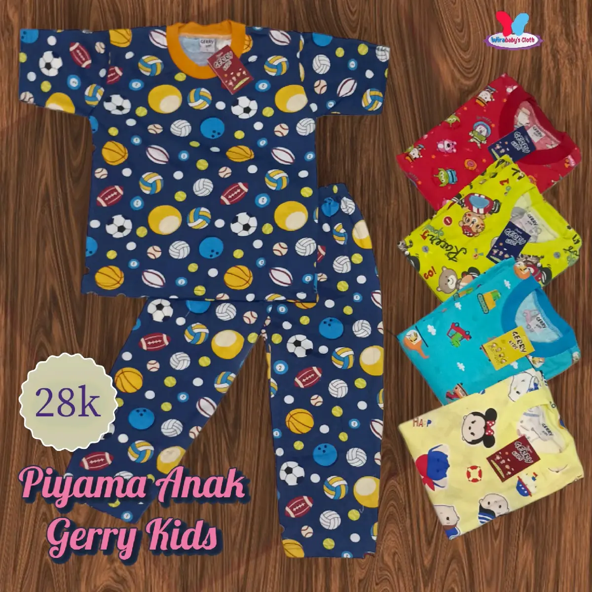 SETELAN BAJU TIDUR ANAK PIYAMA GERRY KIDS BAHAN COTTON CVC USIA 1 2 3 4 5 TAHUN SETELAN ANAK UNISEX Katun