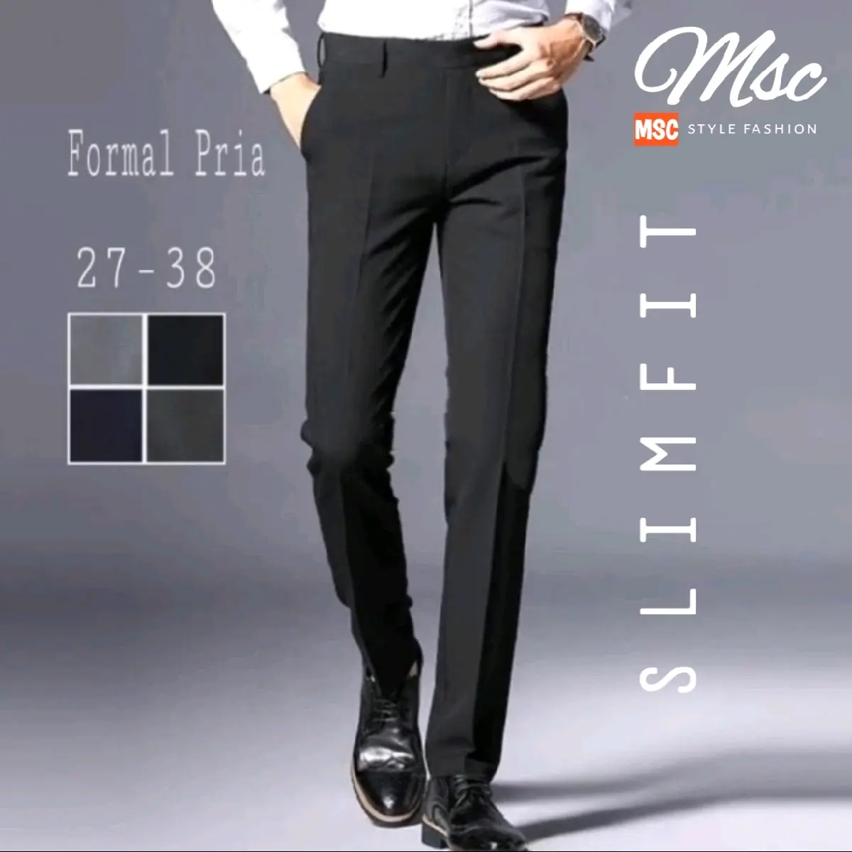 Celana Formal Slimfit Original Kantor Kerja Pria Panjang 100cm - Bahan Woll Premium Berkualitas  Nyaman Kain Casual
