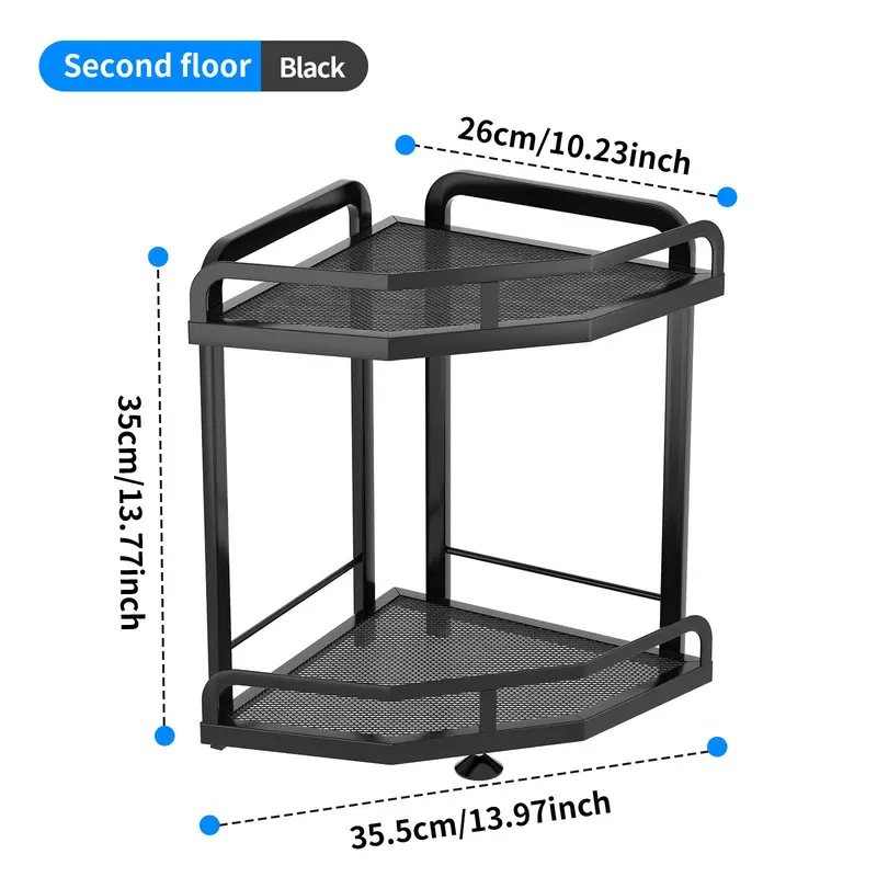 Kitchen Storage Rack, 1 Count Double Layer Corner Storage Rack, Multifunctional Space Saving Countertop Storage Rack for Kitchen, Restaurant, Bathroom 2