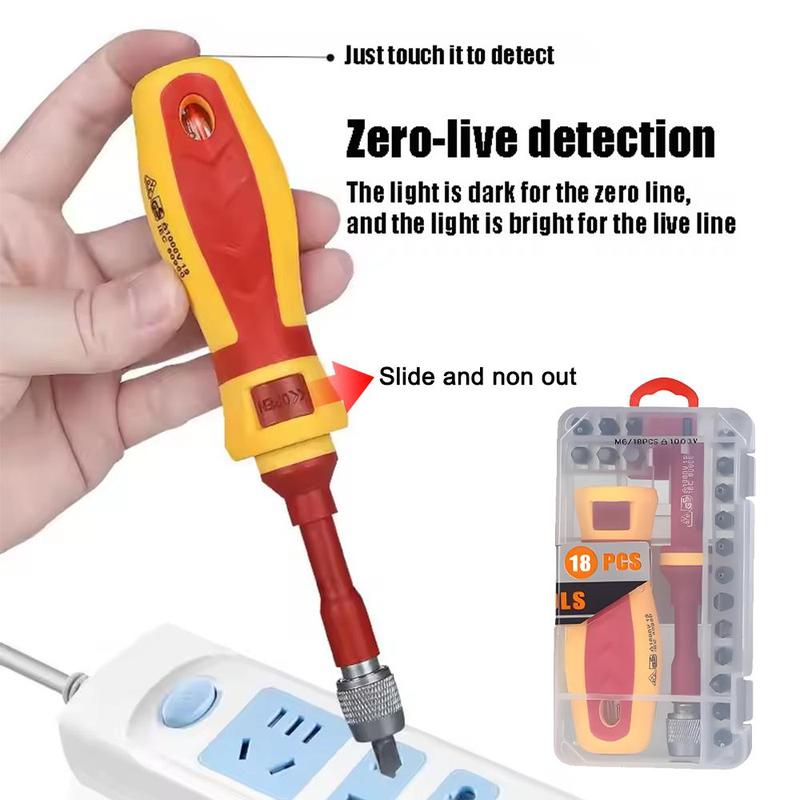 Product Introduction of Insulated Screwdriver Set, 1 Set Electrician Repair Tools Kit, Changeable Insulated Screwdrivers Set with Magnetic Slotted Bits, Professional Hand Tool, Hardware, Heavy Duty 5
