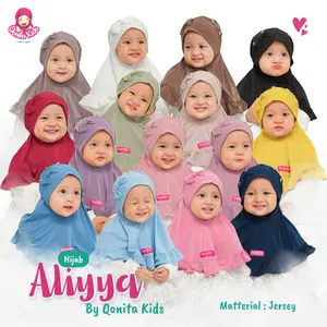 HIJAB ALIYYA by Qonita Kids, Hijab Bergo Anak Perempuan jilbab kerudung anak dan bayi muslim cantik bahan jersey adem dan nyaman di pakai, usia 0, 1, 2, 3, 4, 5, 6, 7 tahun