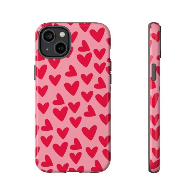 Heart Pattern Phone Case, 2 in 1 Phone Protective Cover, Phone Accessories Compatible with iPhone 12 13 14 15 16 Pro Max