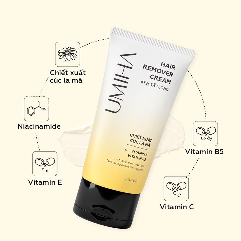 Product Introduction of Kem tẩy lông Cúc La Mã UMIHA (65g) | Body & Bikini, an toàn da nhạy cảm | Tặng que Gỗ 12