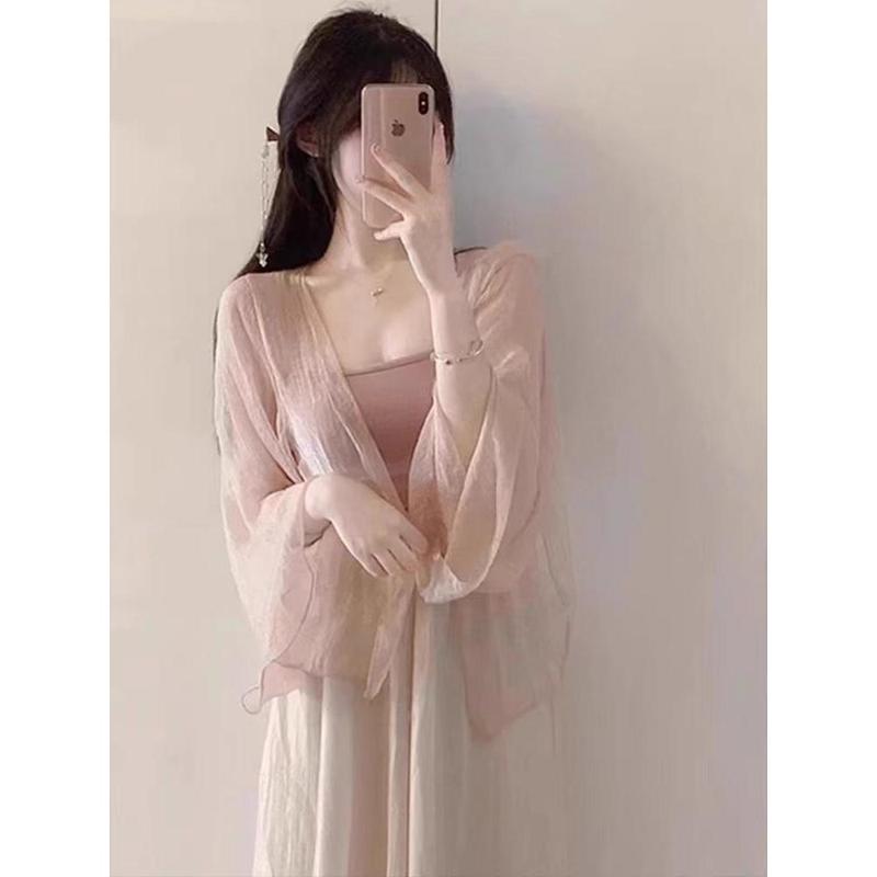 Áo Cardigan Mặc Bên Ngoài Sườn Xám Voan, Quần Áo Chống Nắng Lụa Lạnh Áo Khoác Mỏng Truyền Thống Phong Cách Trung Quốc Mùa Hè Và Mùa Thu Của Phụ Nữ Jacket Women Top 2