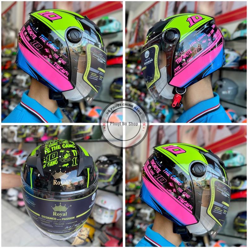 Mũ Bảo Hiểm M268 Hai Kính  - Nón Bảo Hiểm 3/4 M268 Đủ Màu Tem - Nón 3/4 Hai kính Helmet 4