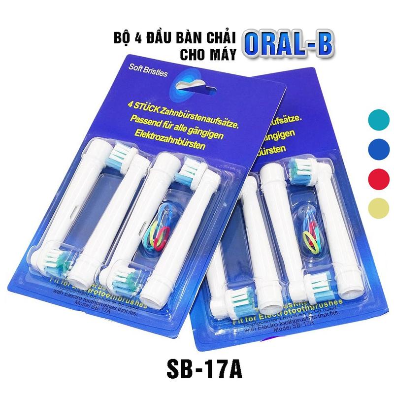 Set bộ 4 Đầu Bàn Chải đánh răng điện cho máy Oral-B Braun SB-17A, Daily Minh House Nữ Uốn Tóc
